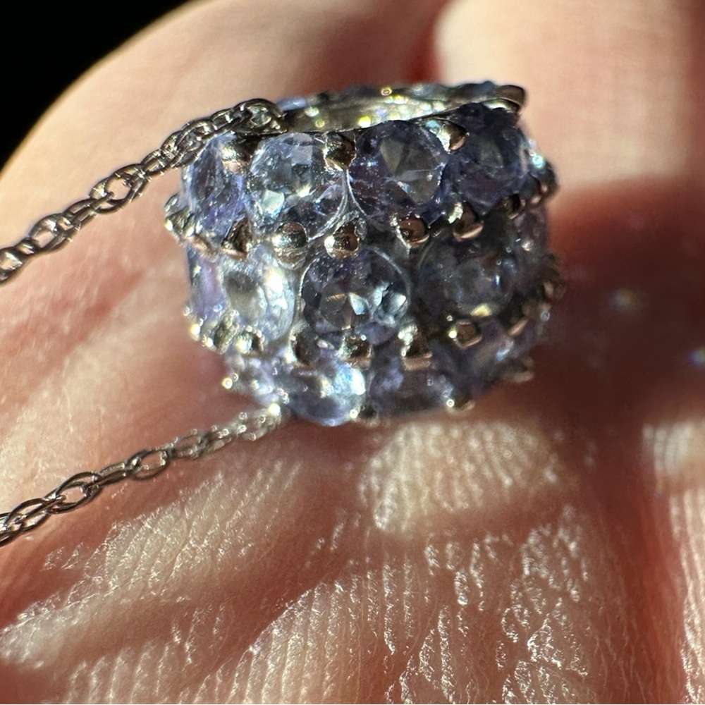 14k White Gold Tanzanite Pendant Bead & “18.25 Inch Chain - Picture 13 of 16